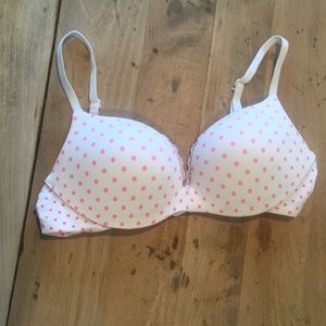 Pink and white polka dot bra- molded cups